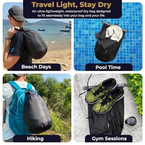 SIDE BY SIDE 10L Waterproof Dry Bag for Water Sports, Swimming, Diving, Paddle, Kayak; Small Suitcase Organizer, Compression Dirty Laundry Travel Bag; Made of Military-Grade Nylon Cordura Fabric — view 2