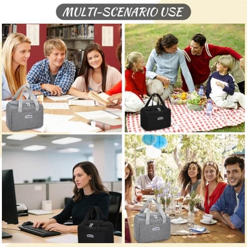 Aucuu Lunch Bag, Insulated Lunch Bag, Waterproof Leak-Proof Lunchbag, Foldable Picnic Bag, Lunch Cooler Bags for Women, Men, Kids and Students Travel Picnic School — view 6