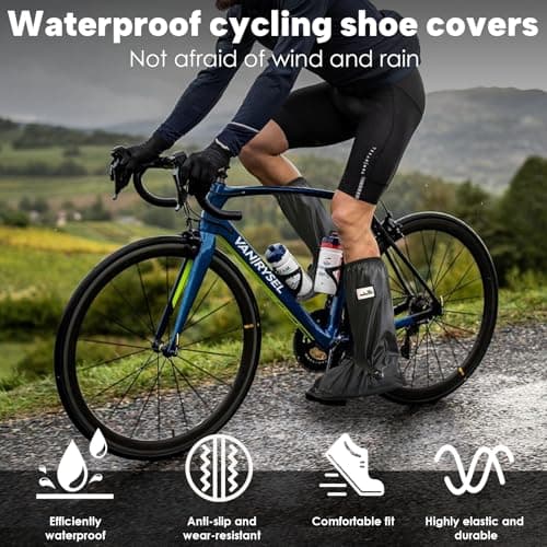 Raisand Waterproof Shoe Covers, Non Slip Waterproof Overshoes with Zip and Reflective Strips, Reusable Waterproof Shoe Covers for Cycling, Fishing and Outdoor Activities, Size L Fits EU 42–43 — view 2