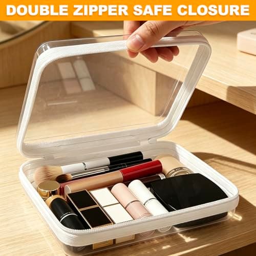 Clear Hard Shell Zipper Cases, 3 Pcs Waterproof Clear Travel Toiletry Bag — view 5