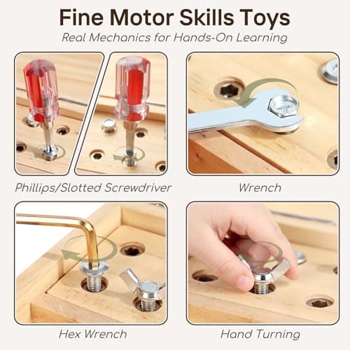 Lehoo Castle Montessori Toys for 3 4 5 Year Olds, Wooden Screwdriver Board — view 5