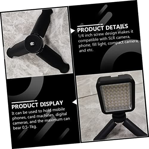 8 Pack Folding Camera Tripod Abs Black with 1/4 Inch Screw — view 4