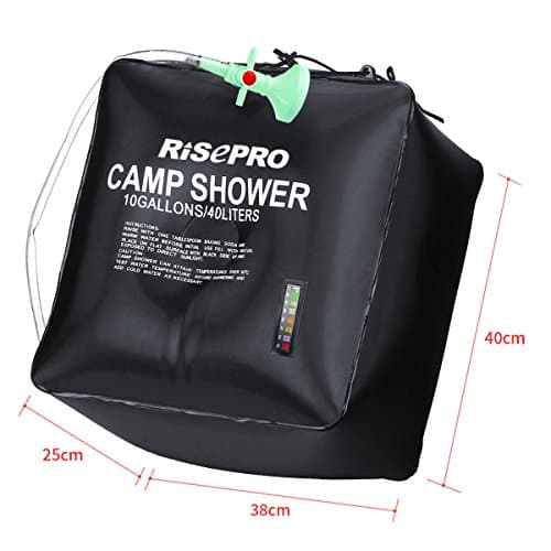 RISEPRO Solar Shower Bag 40L 10 gallons Solar Heating Camping Outdoor Shower Bag with Temperature Hot Water 45°C Hiking Climbing Picnic Beach — view 3