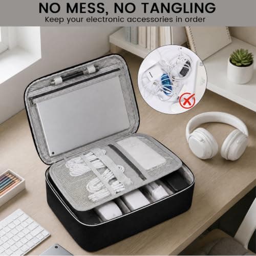 Seekjoy Double Layer Extra Large Portable Travel Cable Organiser Bag — view 3