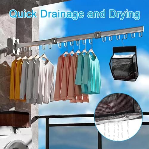 Neerow Hanging Mesh Shower Bag with Hooks, Black Hanging Peg Bag Quick Dry — view 5