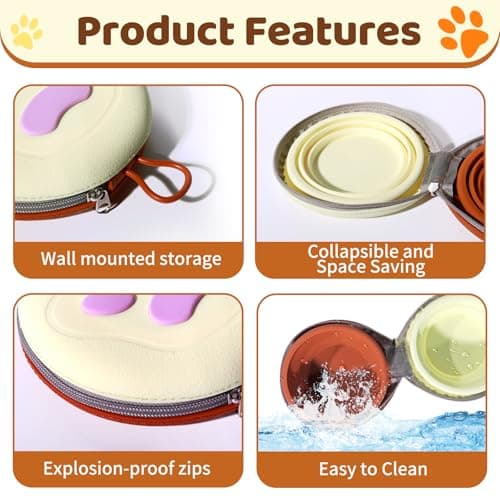 Collapsible Double Travel Dog Bowls with Zip Case | 2 in 1 Portable Dog/Cat Bowl for Food & Water | Lightweight & Space Saving for Camping, Hiking & On the Go | Ideal for Dogs — view 6