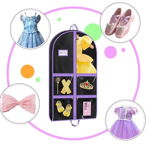 Costume Garment Bag with Clear Pockets, Clothes Cover for Dance Trip — view 4