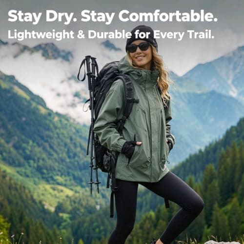 Waterproof Jacket For Women Uk Rain Coats Lightweight Jackets Zip Up Breathable Fashion Cardigans Fleece Sweatshirts Comfy Windproof Hoodie Long Sleeve Ladies Clothing Autumn Winter Hiking, Travel — view 5