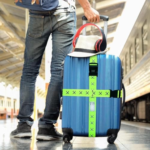 2Pcs Luggage Straps with Combination Lock, 200cm Adjustable Travel Suitcase Belts Travel Packing Accessories Suitcase Straps for Flight Trip, Easy to Recognize (Yellow) — view 6