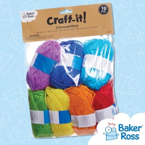 Baker Ross AG238 Coloured Wool Value Pack - Pack of 10 Bundles, 10g Each, 3mm Thick, Assorted Colours, Yarn, Knitting, Crochet — view 6