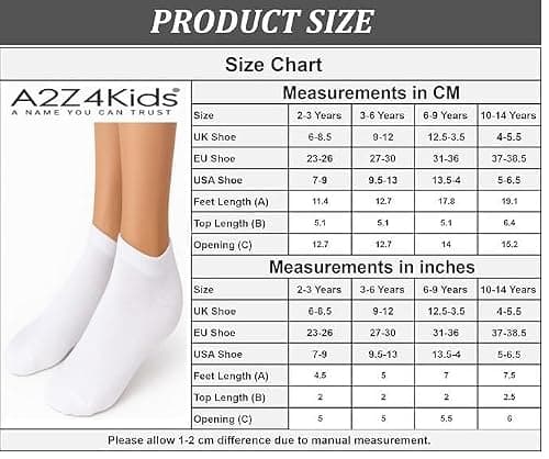 A2Z 4 Kids 6 Pack Girls Boys Plain Trainer - Socks AZ750 White 6 Pack 6-9 — view 4