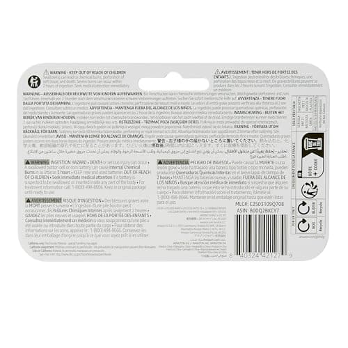 Amazon Basics 6-Pack CR2450 Lithium Coin Cell Battery, 3 V, Long-Lasting Power, Mercury-Free, Child-Safe Package (Use Scissors to Open) — view 4