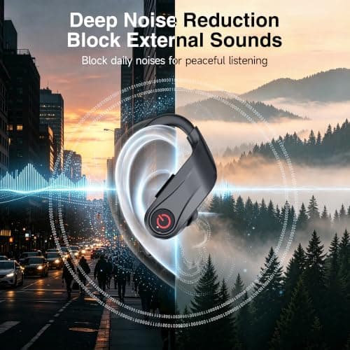 VNMN Wireless Earbuds, 2026 Bluetooth 6.1 Ear‑Hook Earphones, Sleep Earbuds, IP7 Waterproof Sports Headphones, HiFi Stereo Bass, 120H Playtime for Running Gym Exercise — view 4