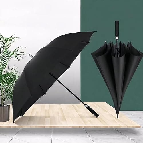 Gadgetking Large Golf Umbrella Windproof Wind Canopy Sports Manual Black Mens Women Ladies Gents Wedding Funeral Event Strong Stick Travel Automatic Auto — view 4