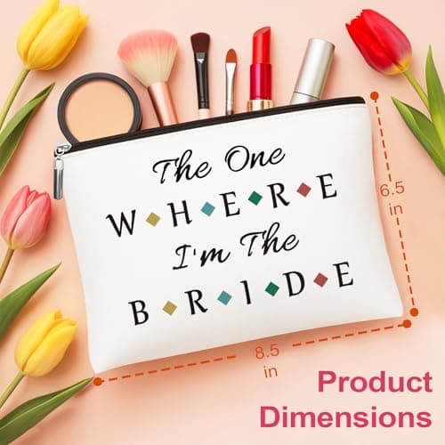 Bride Bag, Brides to Be, Makeup Bag with Simple Carefully Designed Words and Lively Lovely Colour Blocks, Travel Toiletry Skinbag for Women Ladies Wedding — view 3