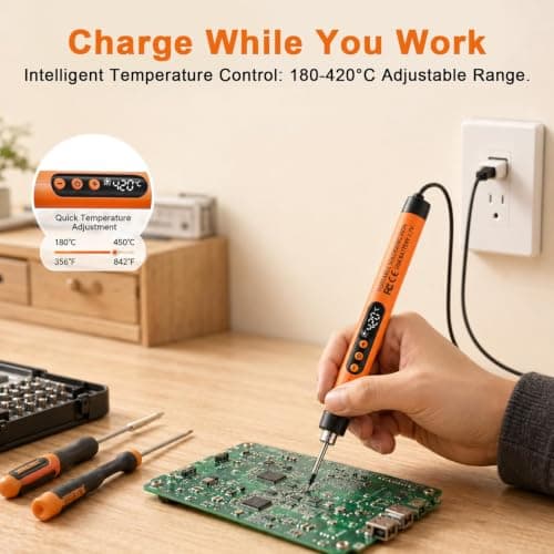 Cordless Soldering Iron with LCD, USB-C Rechargeable Pen 260-420°C — view 5