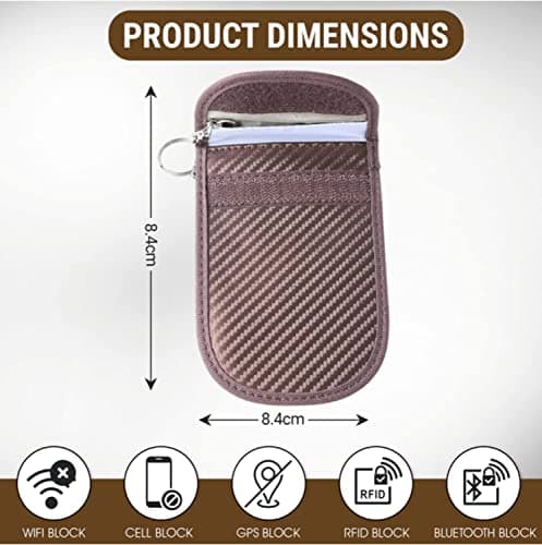 KF-Premium Faraday Pouch for Car Keys, RFID/NFC Signal Blocker Pouch, Brown — view 4
