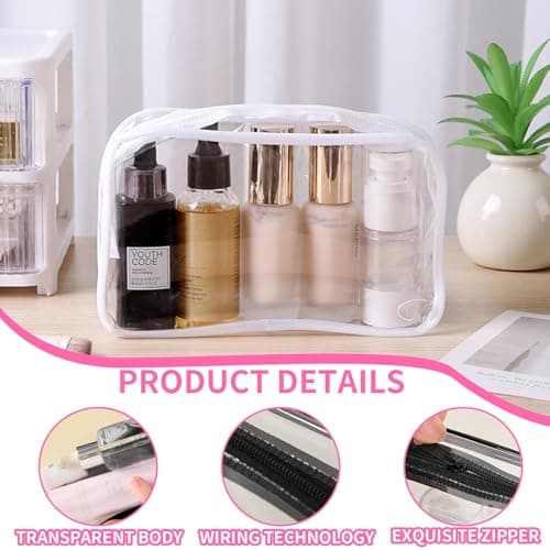 Clear Travel Cosmetic Bags with Zipper Large Waterproof Toiletry Travel Bag — view 4