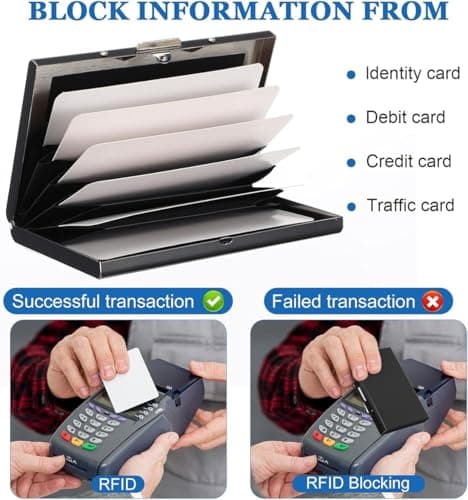 Enyoir Card Holder Wallet (2 Pack), Ultra Thin RFID Blocking Wallet, Slim Metal Credit Card Holder for Men & Women, Aluminum and Stainless Steel (Black & Silver) — view 2