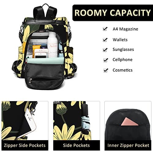 Fmeida Anti Theft Backpack for Women Small Travel Rucksack Water Resistant — view 4