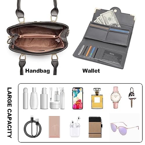 Miss Lulu Handbag for Women with Purse, PU Leather Top Handle Shoulder Bag — view 6