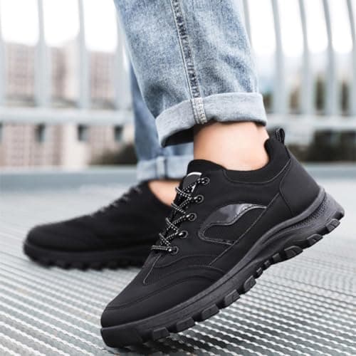 ofeirhz Mens Hiking Shoes - Rubber Sole With Arch Support Wide Fit Outdoor Sports Shoes - Breathable Slip On Lightweight - Comfort Soft Soled Work Shoes - Wear Resistant Simple Features Walking Shoes — view 3