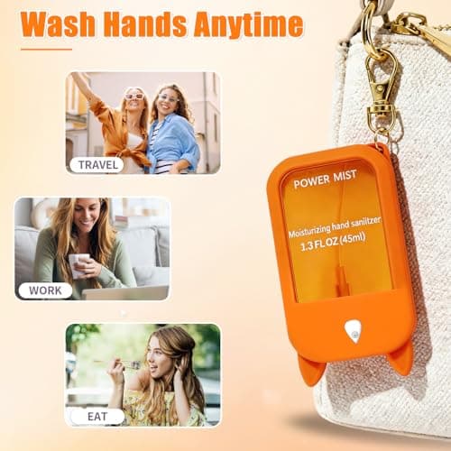 2pcs Hand Sanitizer Spray For Woman, Power Mist Hand Sanitiser Mini For Travel Protective Case with 2 Bonus Cat Ears （Tasteless Citrus） — view 2