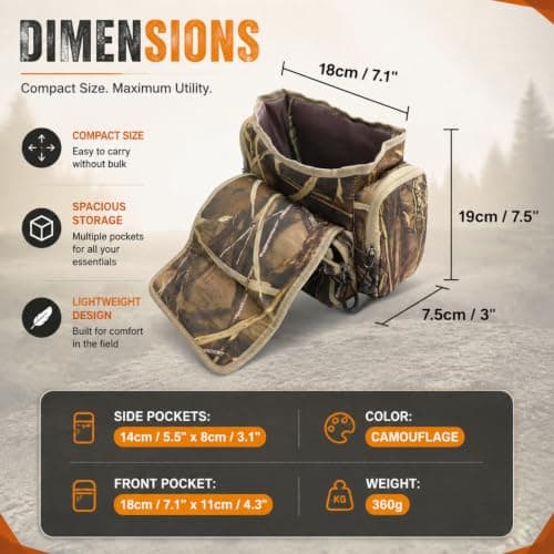 HUNTPAL Binocular Chest Pack Harness Case with Rangefinder Pocket, Convenient Magnetic Lid and Elastic Strap, Water-Resistant Bino Bag with Storage Pouch and Zipper Closure, Fit for Birdwatching — view 3