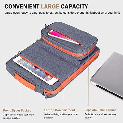 Voova Laptop Sleeve 13-14 Inch, Waterproof Case with Pouch, Dark Grey — view 3