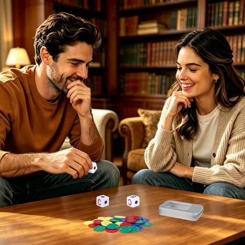 FINGOOO Left Right Centre Dice Game, 40 Chips in 4 Colours and 3 Cubes, Classic Rolling Games Kit Family Camping Party Game Night — view 4