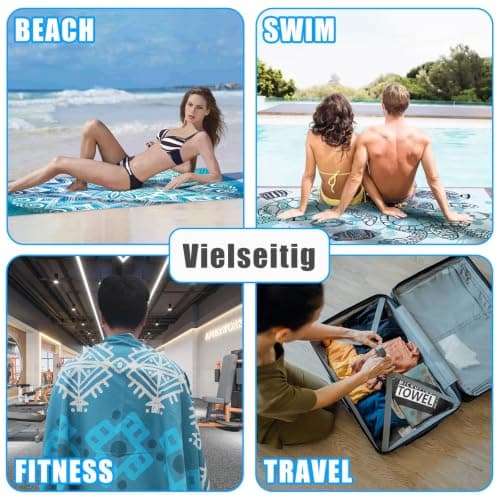 Startseite 180x100cm Microfibre Towel - Large Size Quick Drying Microfibre Beach Towels for adults, Sand-Free, Absorbentextra large Beach Towels for adults - Includes Storage Bag (Purple stripes) — view 4