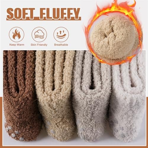 Caldodo Women's Fluffy Slipper Socks, Winter Warm Bed Socks for Ladies — view 5