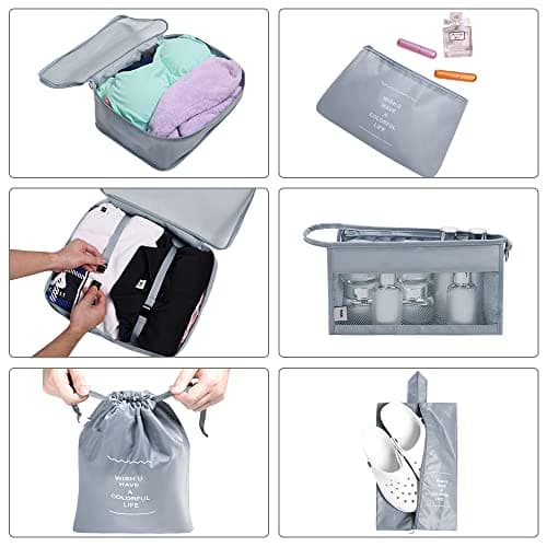 OSDUE Packing Cubes for Suitcase, 8PCS Thickening Travel Organiser Packing Bags Lightweight Travel Accessories Organizers Essentials Clothes Shoes Cosmetics Toiletries Storage Bags — view 5