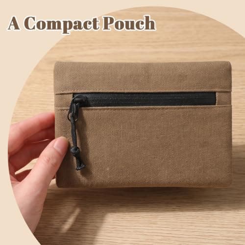 Sorcristy Belt Zipper Pouches for Men Women Compact EDC Pouch (Brown) — view 5