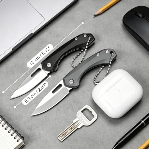 DRACHENADER 2-Piece Folding Pocket Knife Set, UK Legal Non-Locking 2.09 Inch Blade, 3Cr13MoV Steel Silver & Black Mini Manual Non-Assisted Utility Knives for Package Opening — view 3