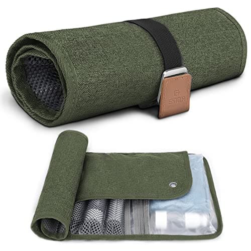 Toiletry Bag for Men, Travel Essentials Travel Toiletry Bag, Water-Resistant Compact Bathroom Roll Organizer for Hygiene, Shaving kit, Gifts for Men, 5.Army Green(Polyster), Fashion