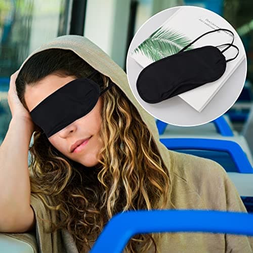 6 Pack Sleep Eye Blindfold Shade Cover, Sleeping Blindfold for Men & Women, Suitable for Lunch Break/Travel/on The Plane/Hotel/Camping Usage (Black) — view 5