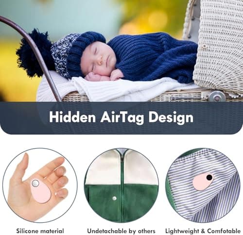Airtag Holder for Kids Baby Toddler Hidden 2 Pack GPS Tracker Case, Anti-Removal Airtag Silicone Case with Safety Pins (Blue+Pink) — view 2