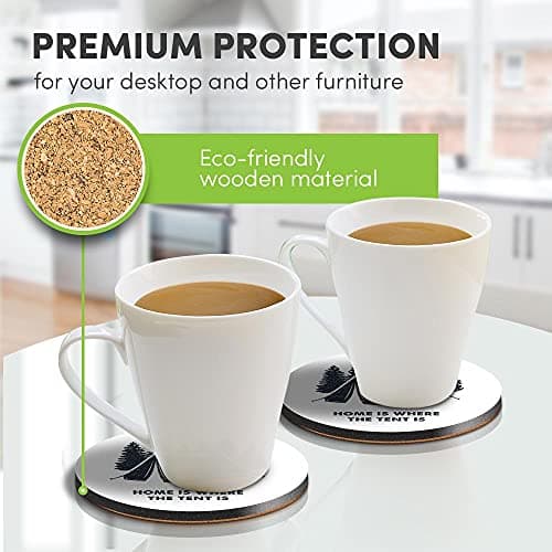2 x Eco Boxed Cork Coasters - Camping Tent Forest Holiday Camp Drink Cup Mug Glass Table Mat #14729 — view 4
