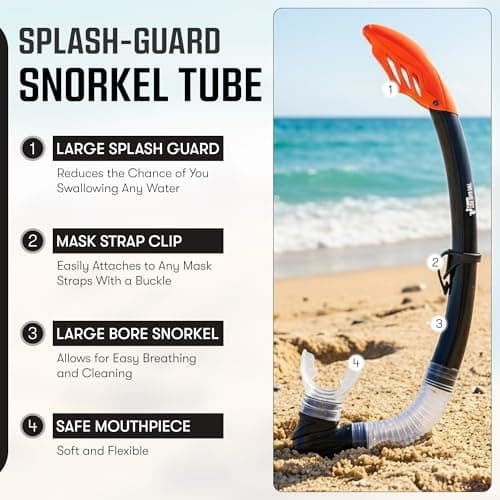 Two Bare Feet Snorkel, Mask and Fins/Flippers PVC Snorkelling Set (Adults) With Anti Fog and Wide View Mask, Anti-Leak, Tempered Glass - Scuba Dive Snorkelling Sets (L/XL (UK9-13), Black) — view 3