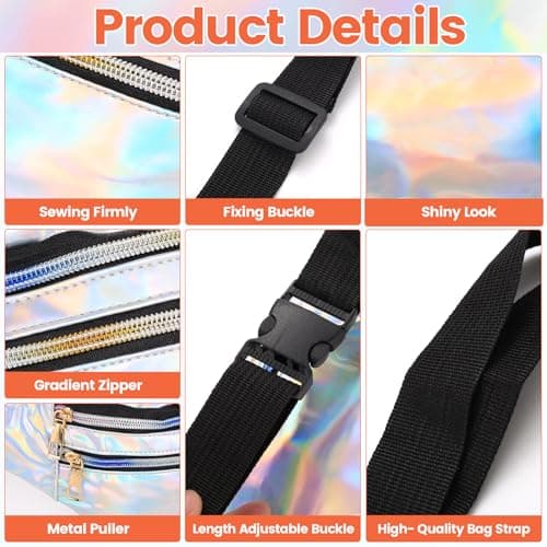 3 Pcs Holographic Bum Bags - Waterproof Fanny Packs for Women & Men — view 3