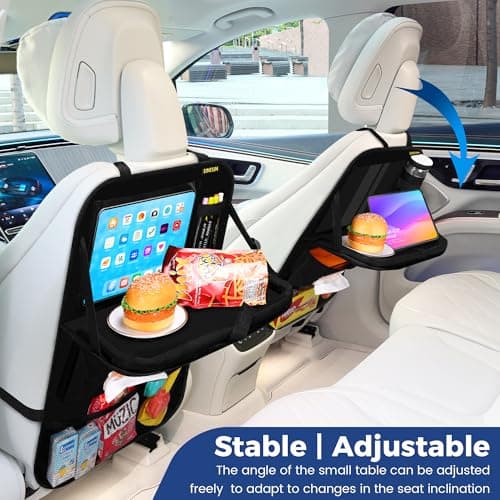 Einesin Car Backseat Organizer with table Tray, 7 Storage Pockets Backseat Car Organizer with Tablet Holder, Back seat Organizer for Kids Road Trip Essentials Travel (2) — view 6