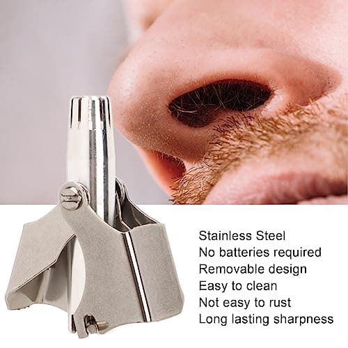 Generic Compact Stainless Steel Nasal Hair Trimmer with 12- Cutter and R Shaped Head, Suitable for Men and Women, Easy Clean Travel Grooming Device for Daily Maintenance — view 5