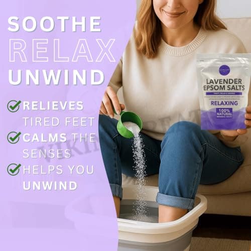 Foot Spa Kit – Foldable Manual Foot Soak Basin with Epsom Salt, Portable Foot Spa Set for Stress Relief, Muscle Recovery & Home Spa Soaking – Non-Electric – Lavender (450g) — view 4