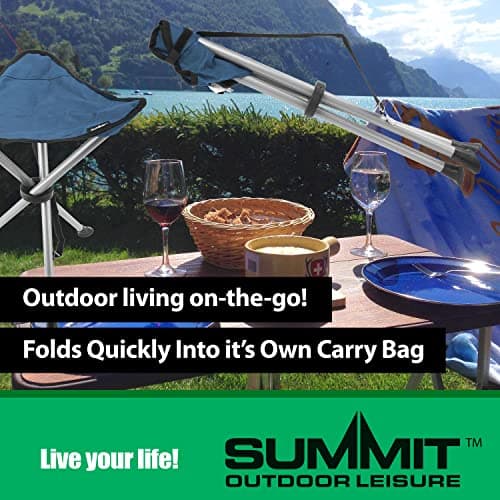 VFM e-Store - Indigo Blue Camping Stool - Small Folding Tripod Stool, Foldable Chair for Adults By Summit Outdoor Leisure - Lightweight, Compact Design Perfect for Hiking, Fishing, and Camping — view 6