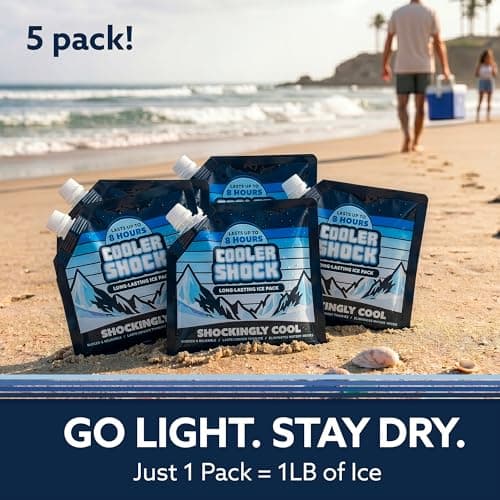 Cooler Shock Reusable Ice Packs for Cooler (6.5"x7.5") - Long Lasting Cold Freezer Packs for Coolers, Lunch Boxes - for Camping Gear, Fishing, Road Trips, Beach Must Haves — view 5