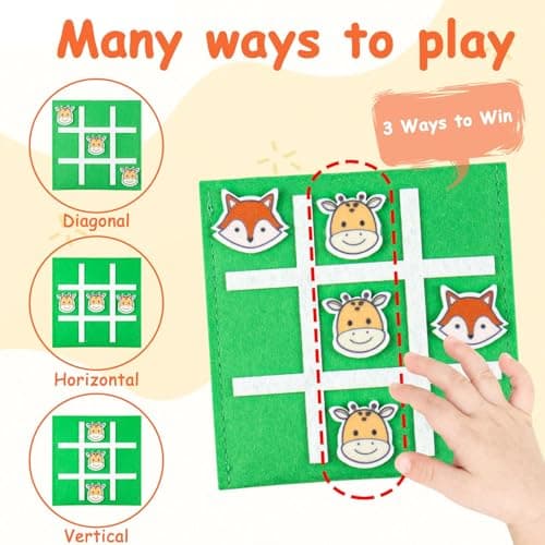 GoBene Tic Tac Toe Jungle Animals Game Set (16 Pcs) Kids Party Bag Fillers — view 4