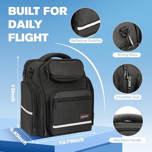 Flight Bag for Pilots, Pilot Bag for Aviation Headset with Padded Protection, Fits Aviation Headset, iPad & Flight Accessories, Multiple Pockets & Shoulder Strap, Gift for Pilots, Black (Bag Only) — view 2