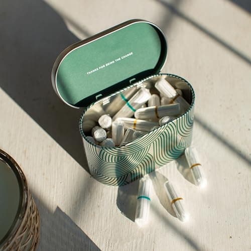 DAME Tampon Storage Tin – Elegant Bathroom Organiser for Tampons and Feminine Care Essentials | Durable Aluminum Storage Box with Lid for Travel and Home — view 5
