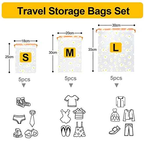 15Pcs Travel Shoe Bags, Waterproof Drawstring Storage Bags — view 6